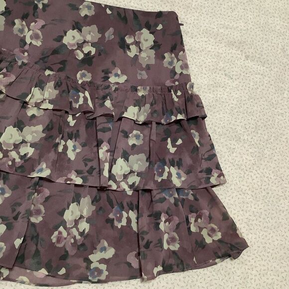 Purple Dark Feminine Romantic Whimsigoth Fairy Grunge Tiered Ruffle Mini Skirt 4 - Picture 5 of 15